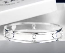 Double Bangle with Hearts & Ribbons Bracelet